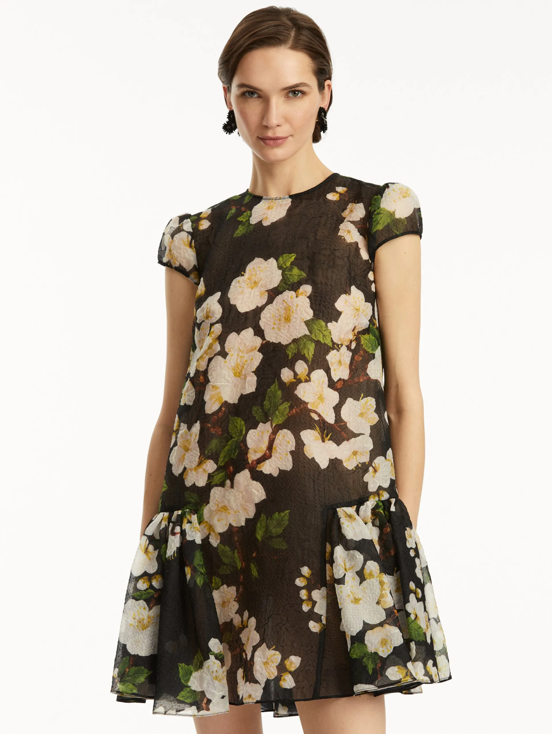Drop-Waist Cherry Blossom Cloqué Dress sold by Oscar de la Renta product image thumbnail 5