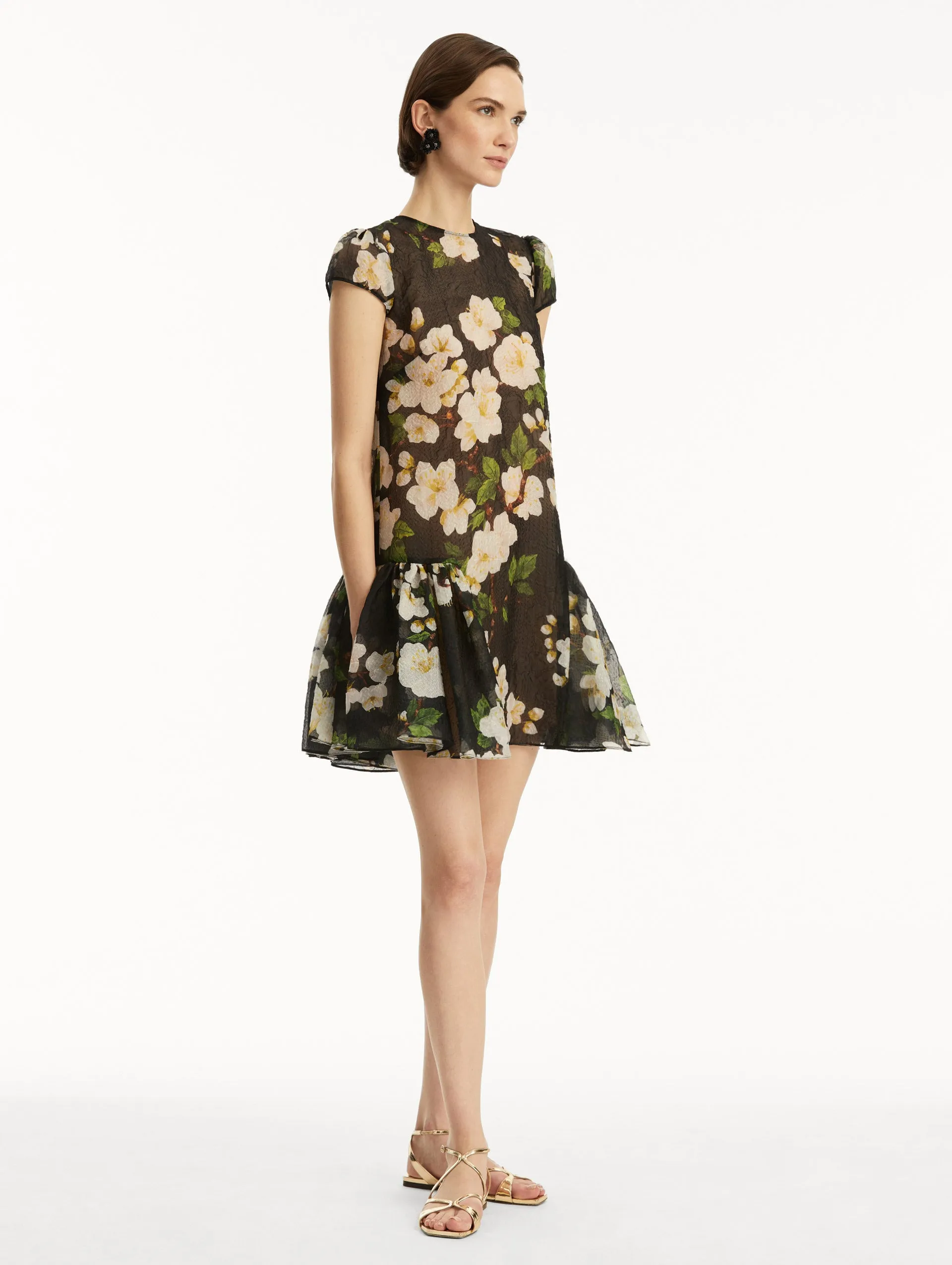 Drop-Waist Cherry Blossom Cloqué Dress sold by Oscar de la Renta product image thumbnail 4