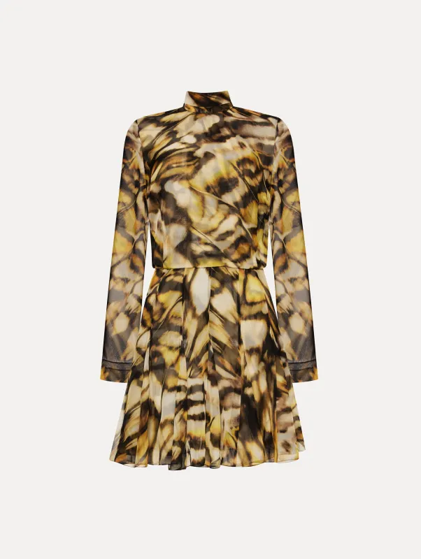 Abstract Butterfly Silk Chiffon Dress sold by Oscar de la Renta