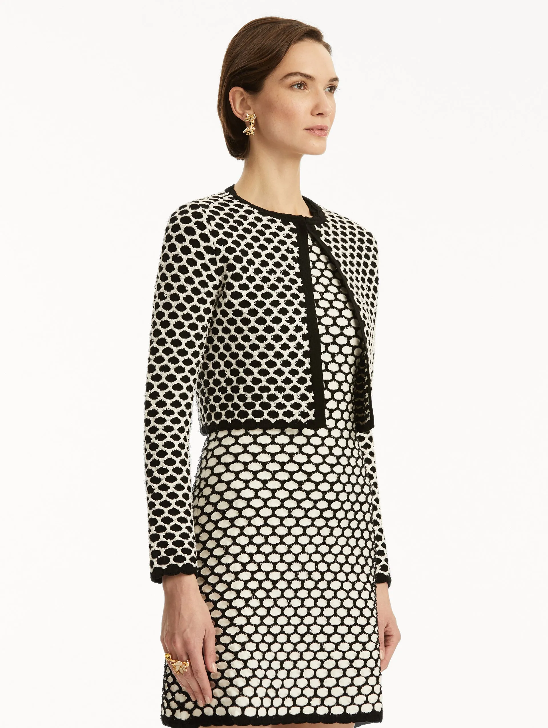 Honeycomb Sequin Knit Jacket sold by Oscar de la Renta product image thumbnail 5