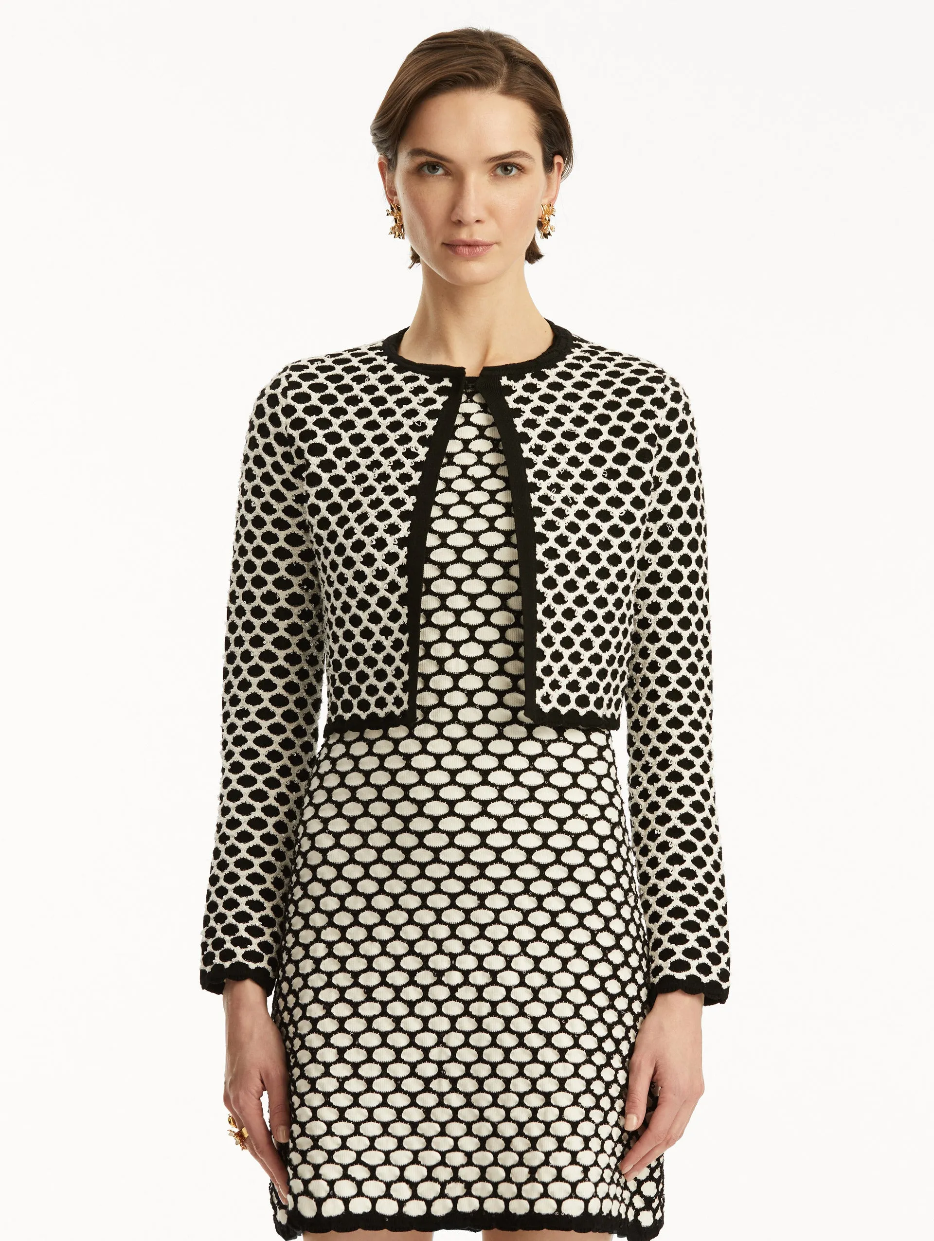 Honeycomb Sequin Knit Jacket sold by Oscar de la Renta product image thumbnail 2