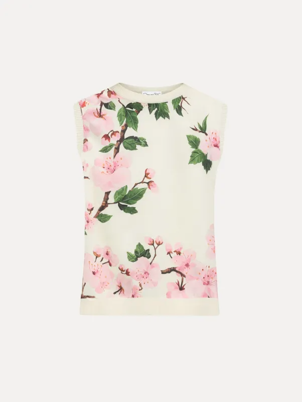 Cherry Blossom Silk Inset Tank sold by Oscar de la Renta