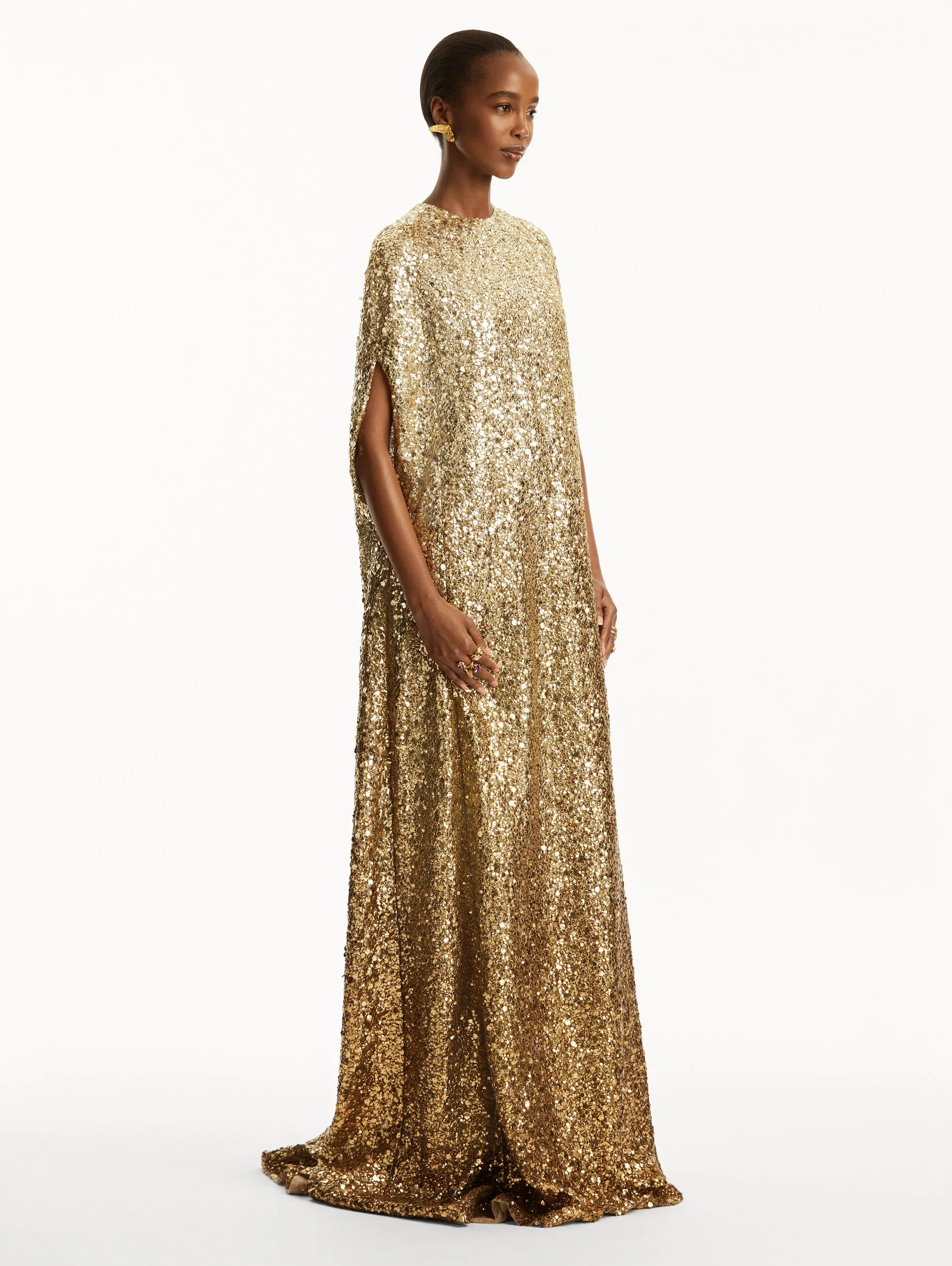 Metallic Ombré Sequin Embroidered Caftan sold by Oscar de la Renta product image thumbnail 4