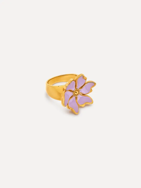 Enamel Cherry Blossom Ring sold by Oscar de la Renta
