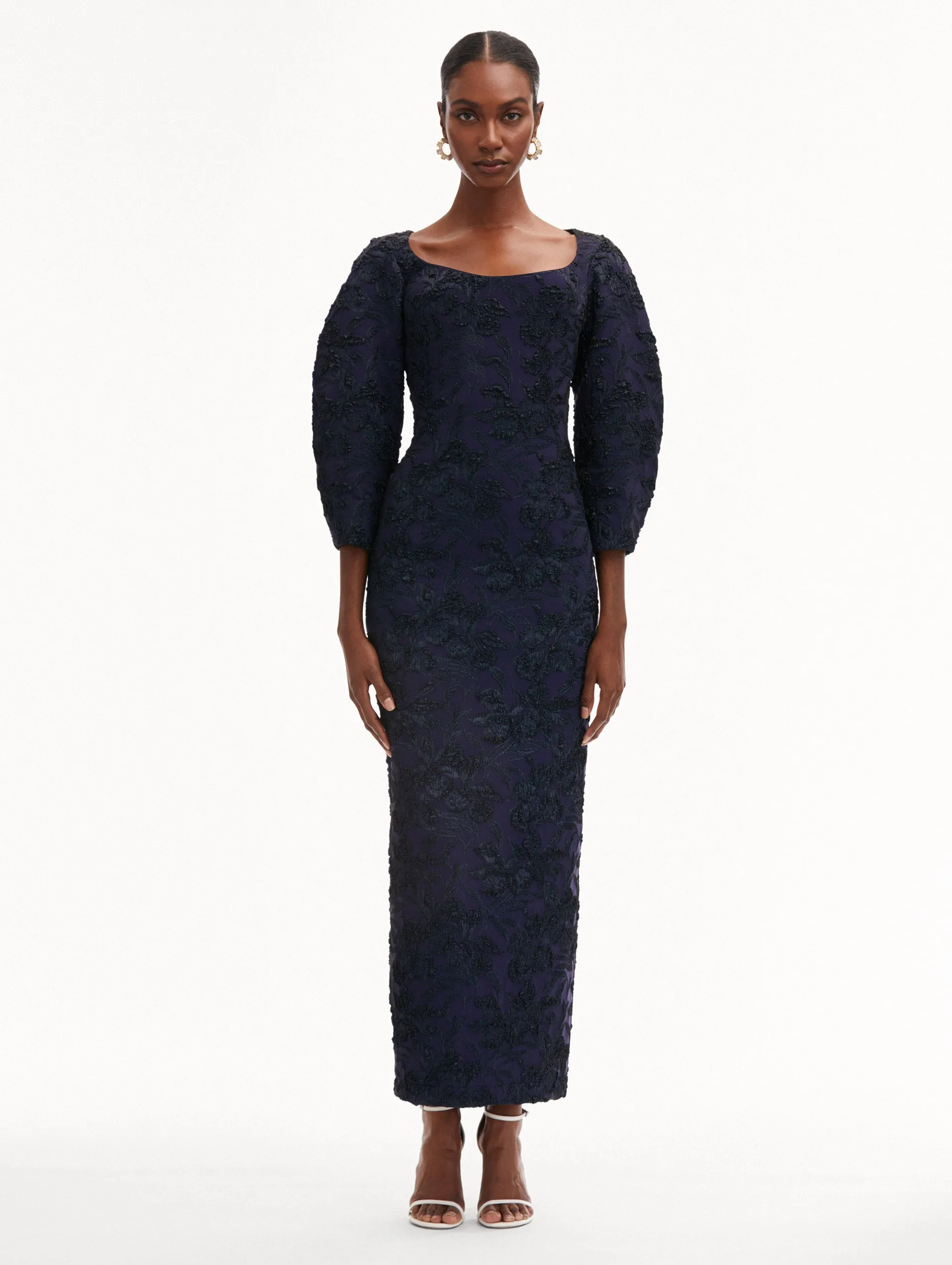 Metallic Orchid Jacquard Column Gown sold by Oscar de la Renta product image thumbnail 2