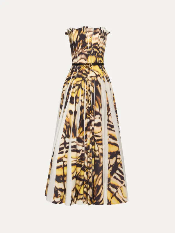 Abstract Butterfly Cotton Poplin Strapless Dress sold by Oscar de la Renta