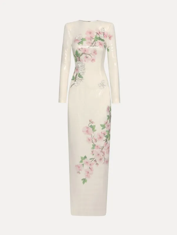 Sequin Jersey Cherry Blossom Gown sold by Oscar de la Renta