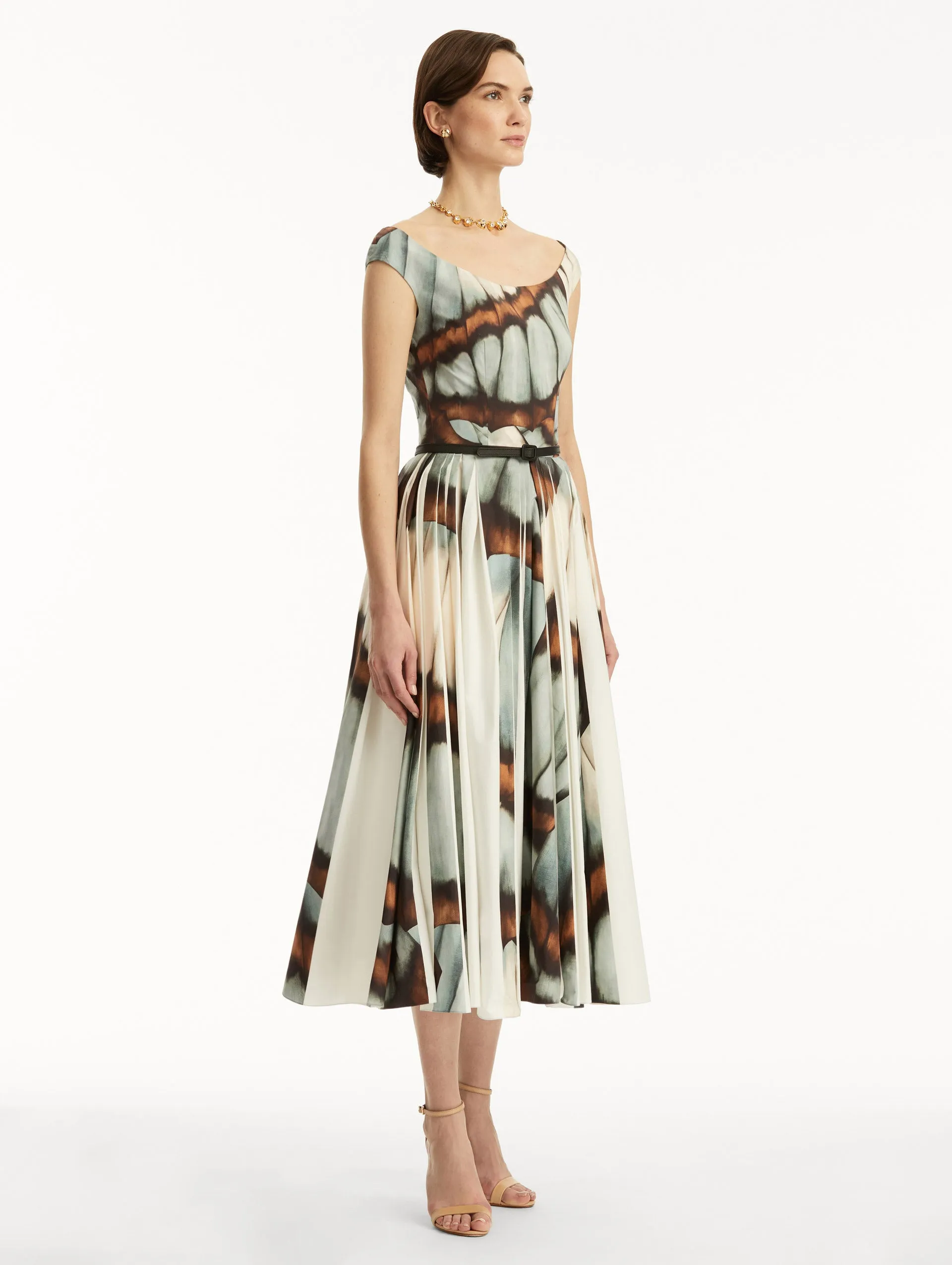 Abstract Butterfly Cotton Poplin Dress sold by Oscar de la Renta product image thumbnail 3
