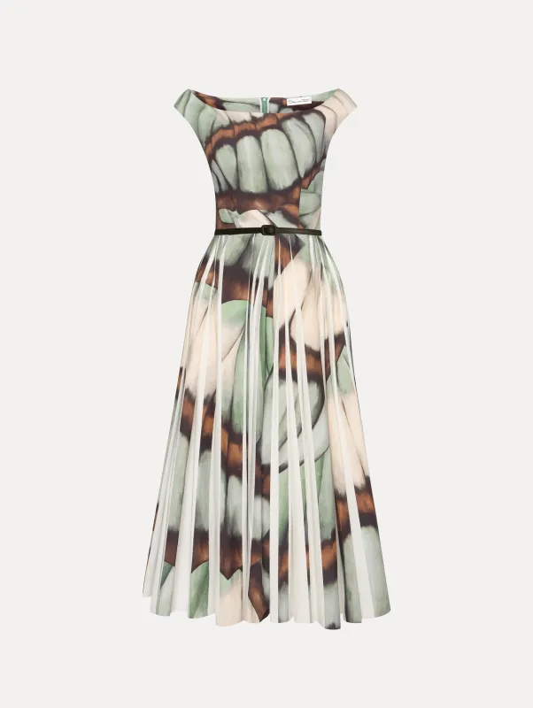 Abstract Butterfly Cotton Poplin Dress sold by Oscar de la Renta