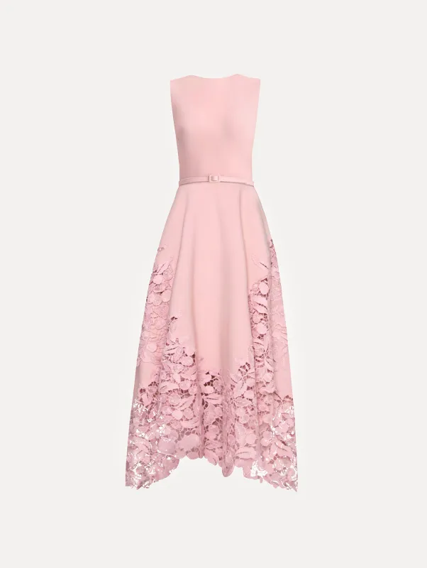 Cherry Guipure Lace Midi Dress sold by Oscar de la Renta