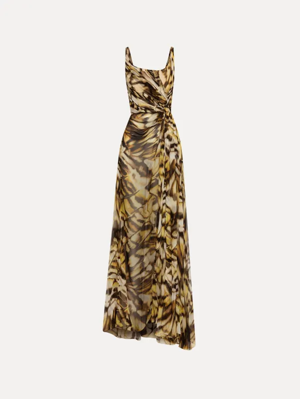 Abstract Butterfly Silk Chiffon Gown sold by Oscar de la Renta