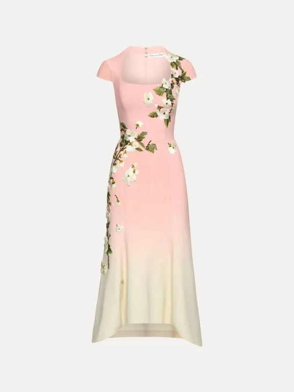 Cherry Blossom Embroidered Ombré Dress sold by Oscar de la Renta