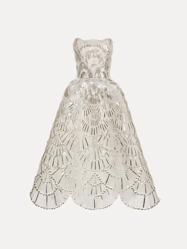 Sequin & Crystal Scallop Embroidered Gown made by Oscar de la Renta