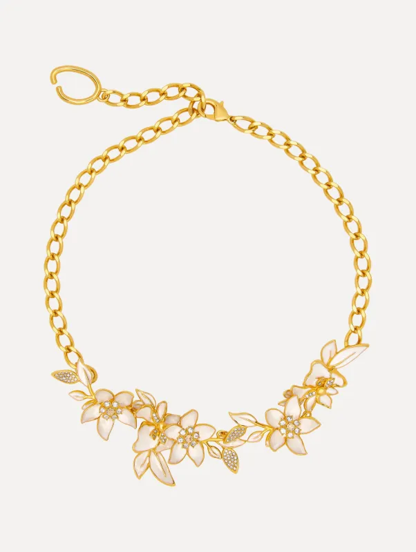 Enamel Jasmine Necklace made by Oscar de la Renta