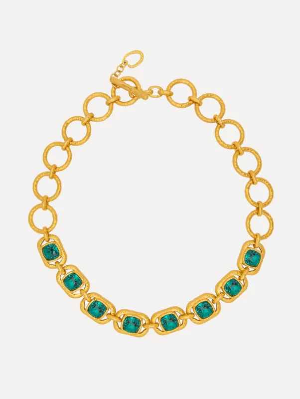 Rectangle Crystal Chain-Link Necklace sold by Oscar de la Renta