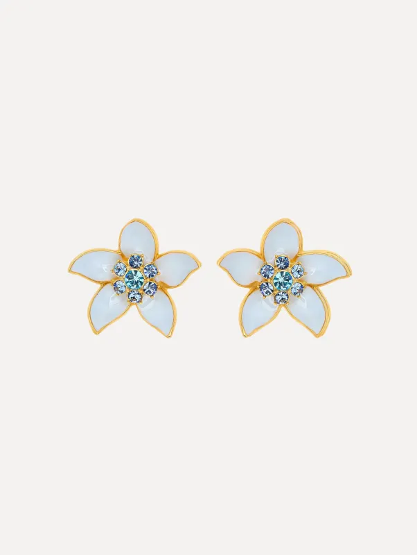 Enamel Jasmine Earrings sold by Oscar de la Renta