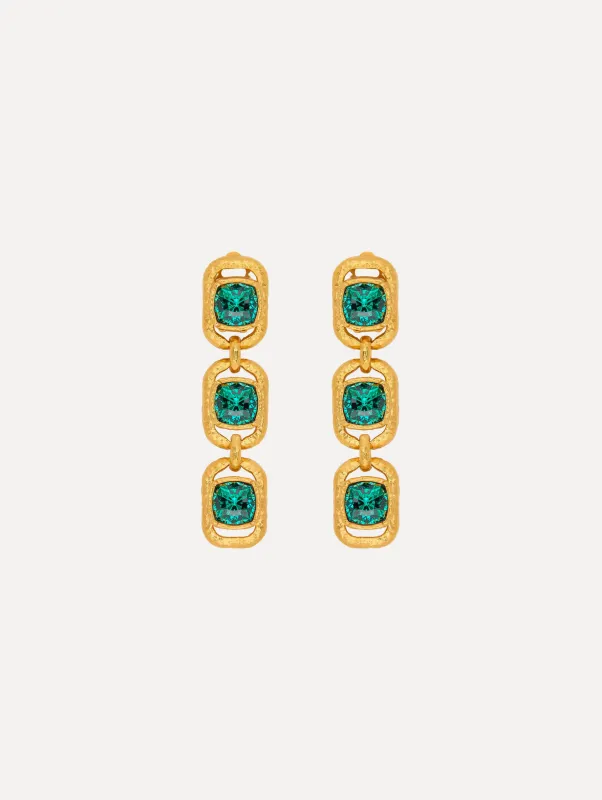 Rectangle Crystal Triple Drop Earrings sold by Oscar de la Renta