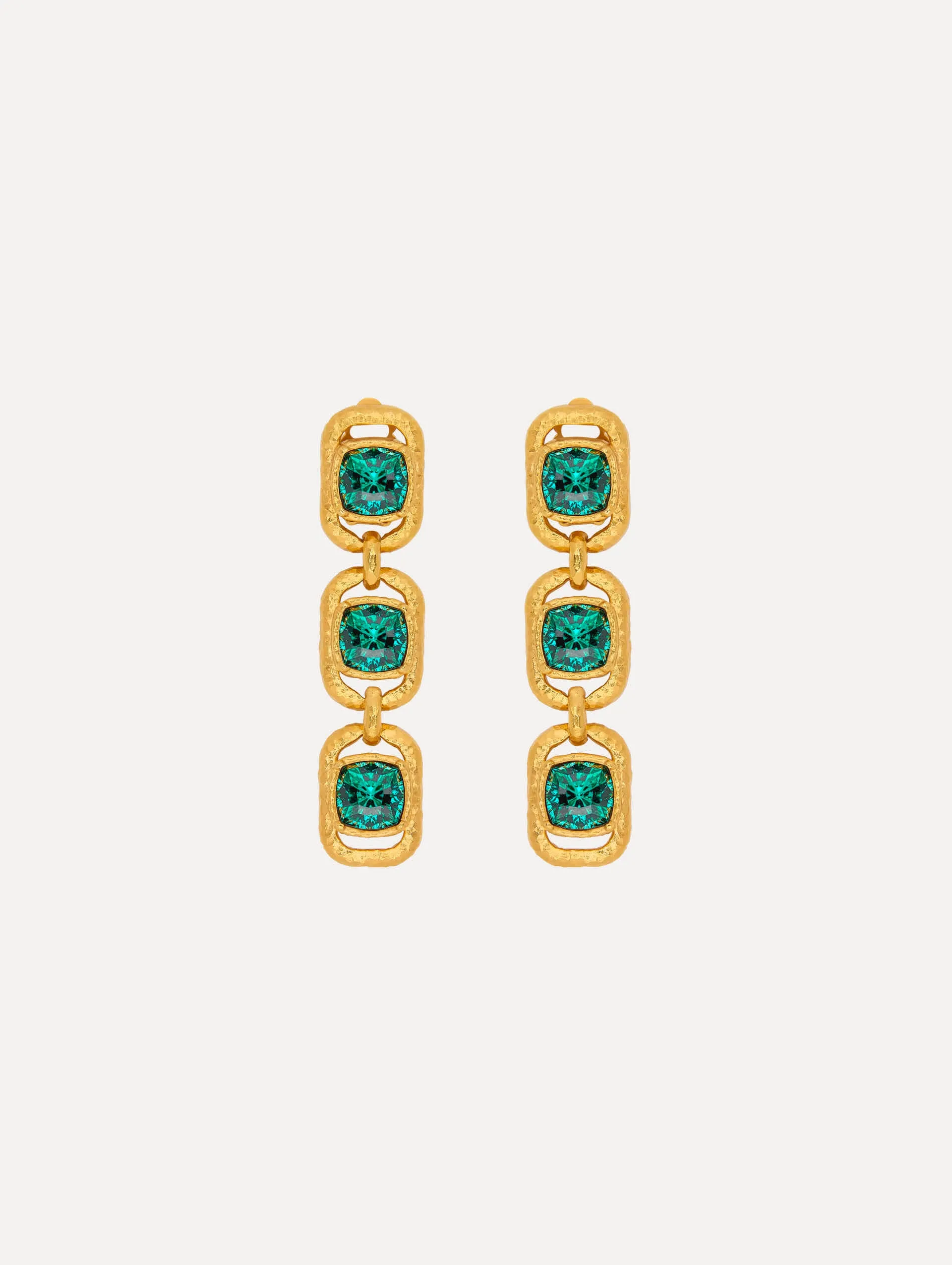Rectangle Crystal Triple Drop Earrings sold by Oscar de la Renta