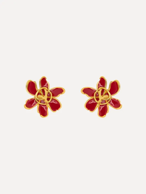 Enamel O Flower Earrings sold by Oscar de la Renta