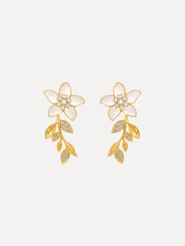 Enamel Jasmine Vine Earrings sold by Oscar de la Renta