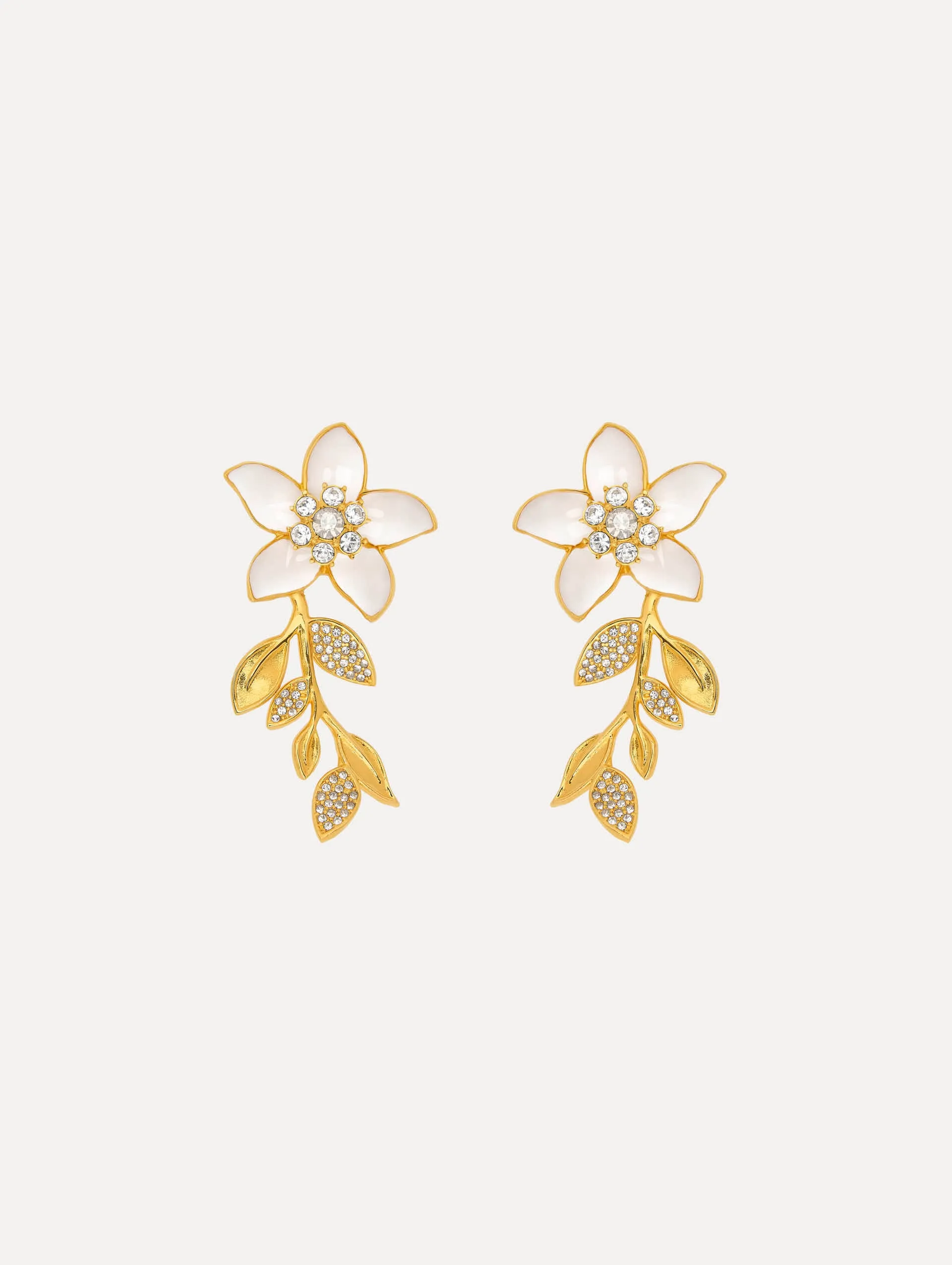 Enamel Jasmine Vine Earrings sold by Oscar de la Renta