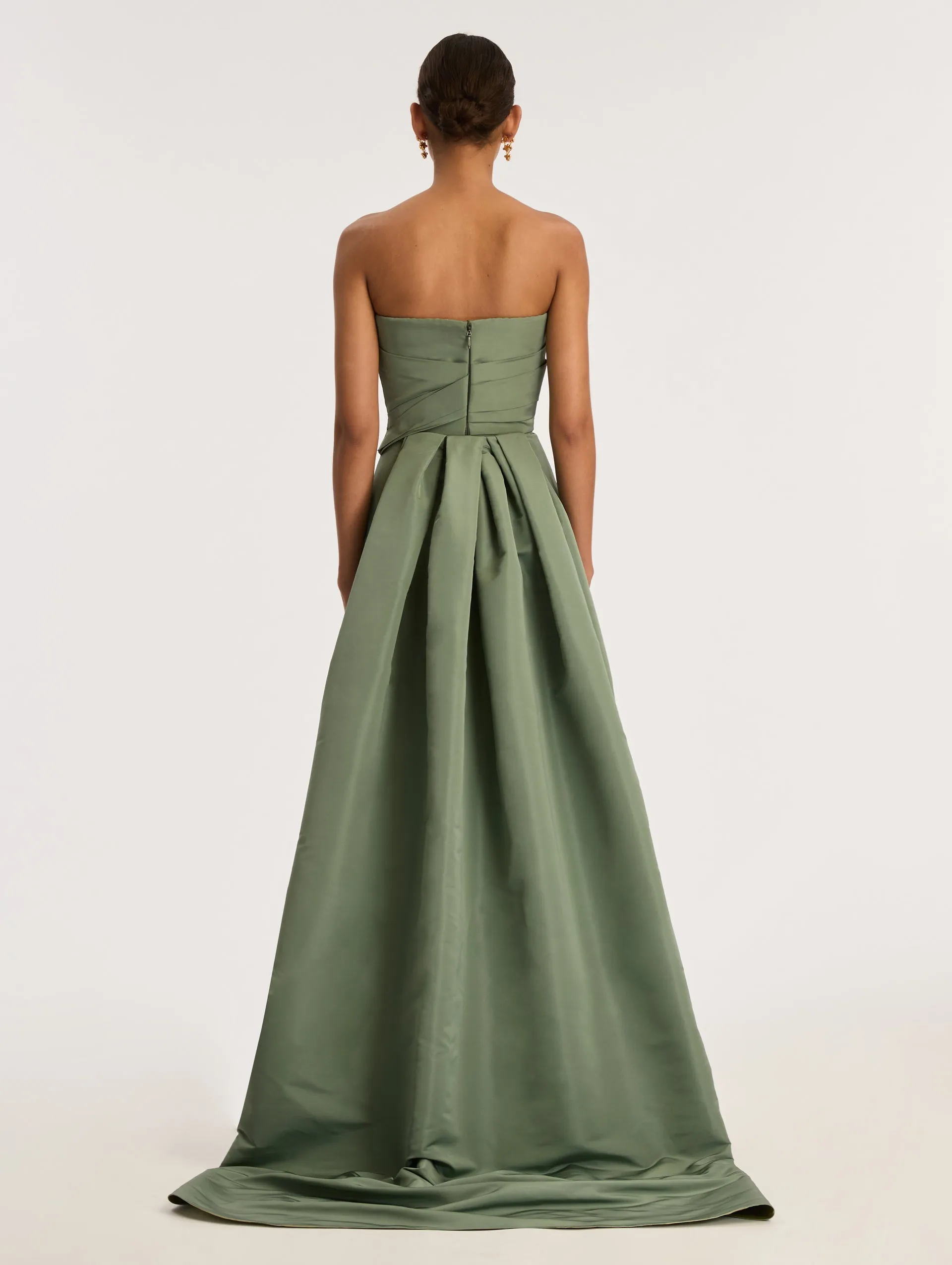 Strapless Embroidered Gold Leaves Faille Gown sold by Oscar de la Renta product image thumbnail 2