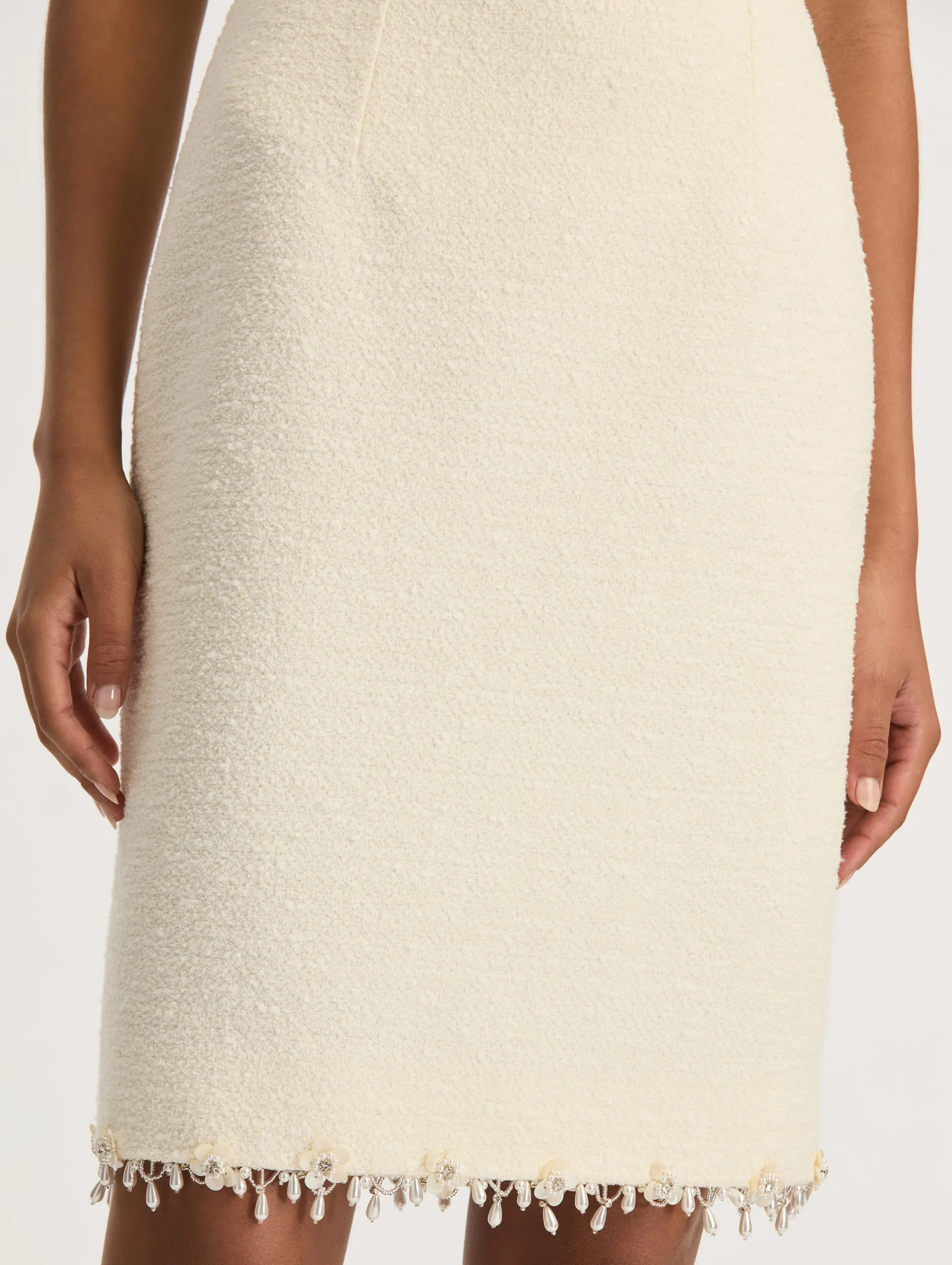 Embroidered Wool-Tweed Knee-Length Skirt sold by Oscar de la Renta product image thumbnail 5