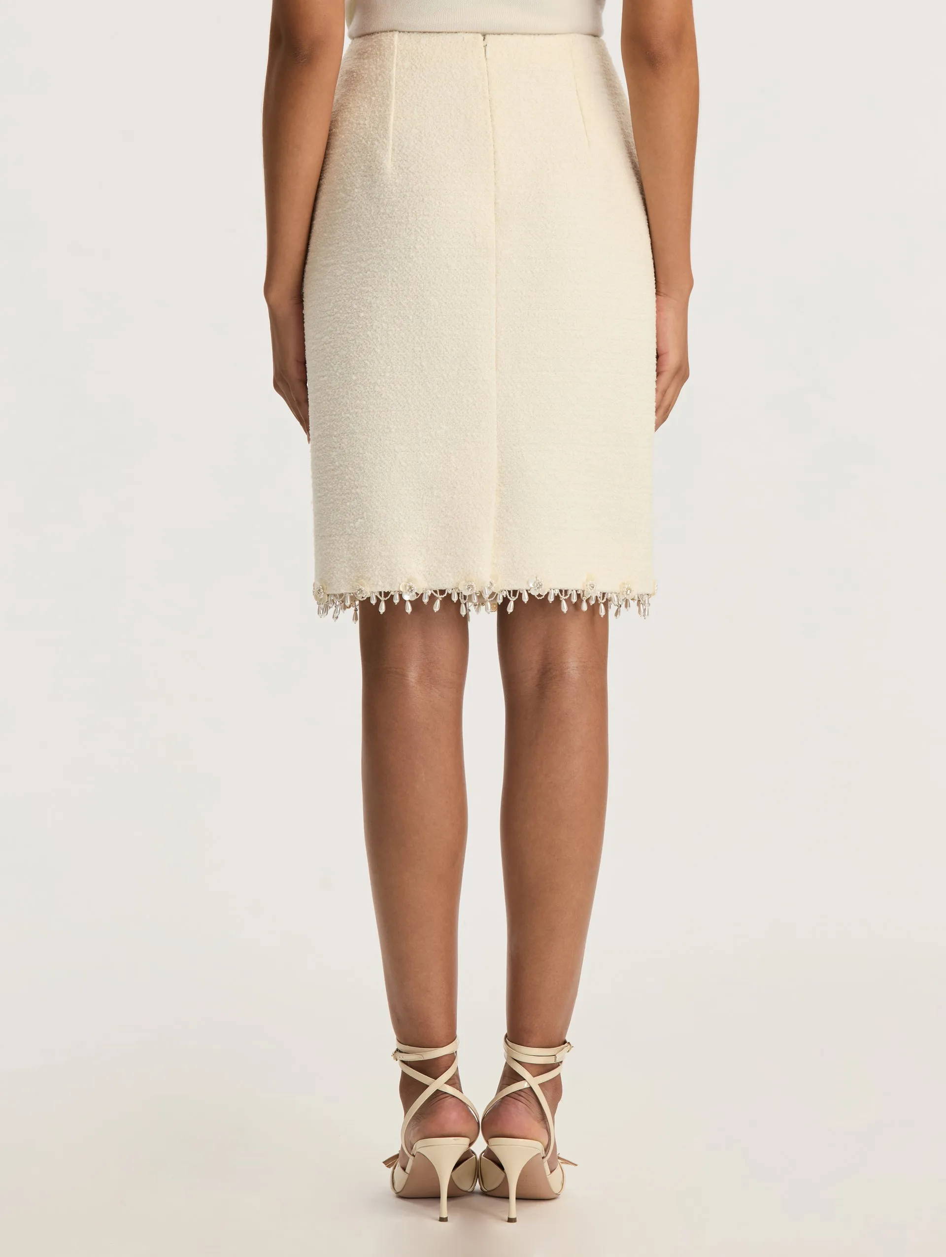 Embroidered Wool-Tweed Knee-Length Skirt sold by Oscar de la Renta product image thumbnail 2