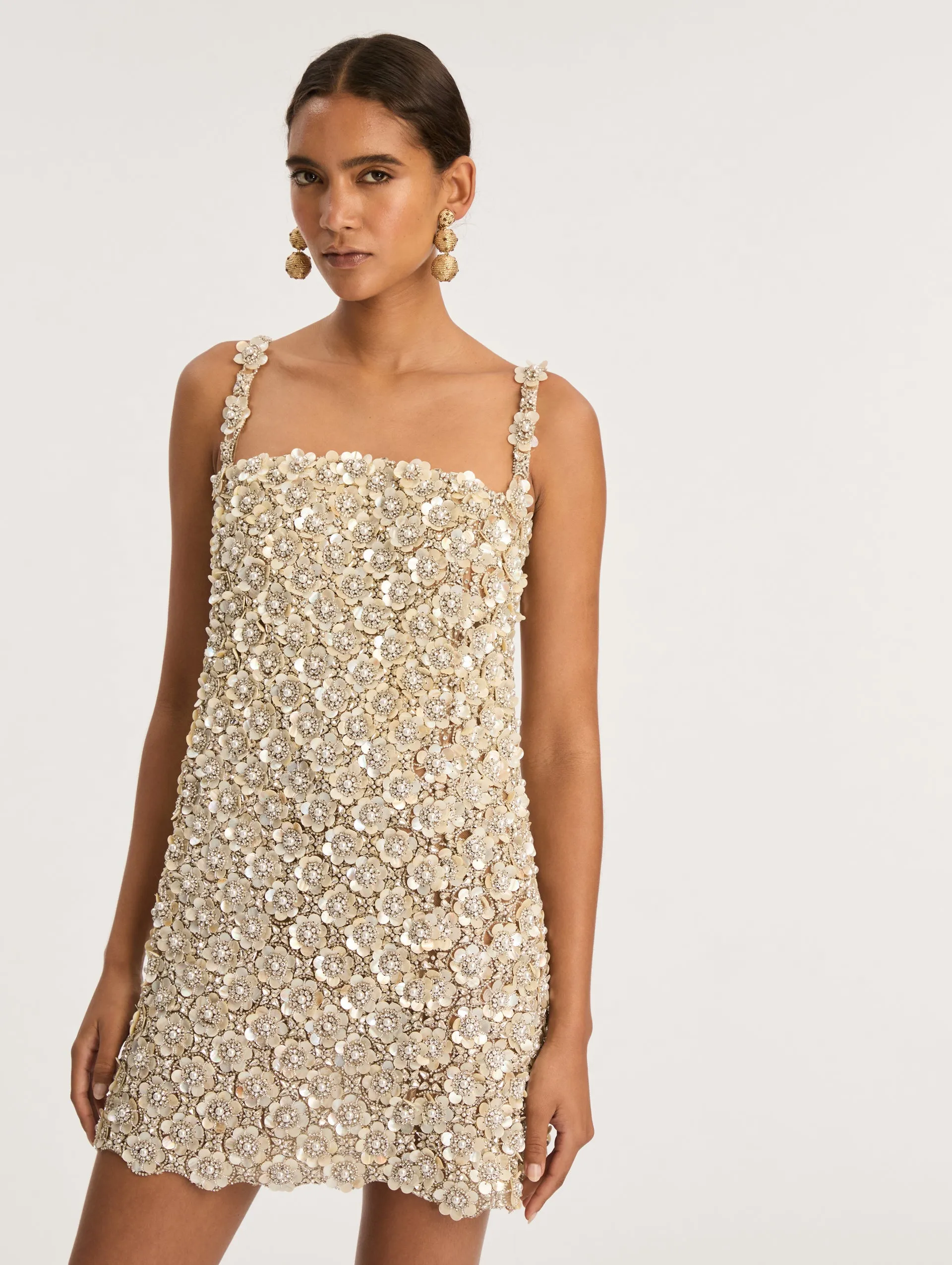 Mother Of Pearl-Embellished Mini Dress sold by Oscar de la Renta product image thumbnail 4