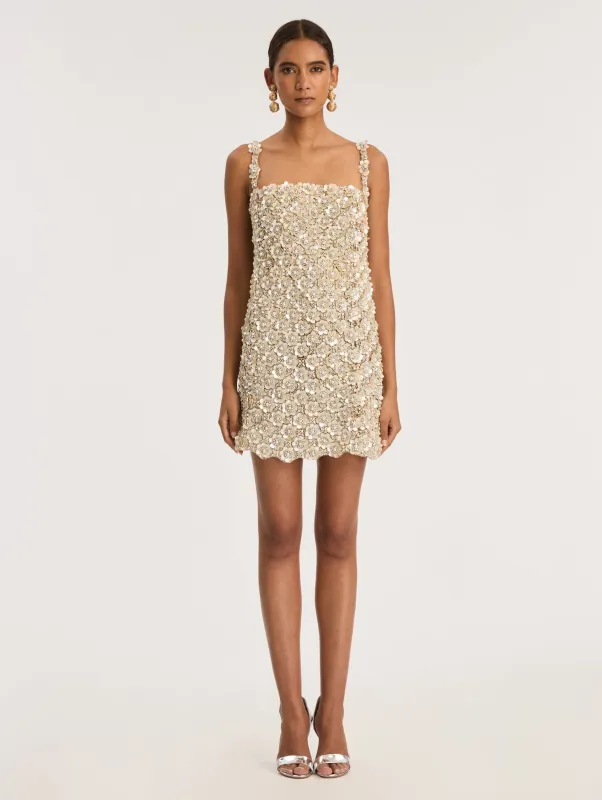 Mother Of Pearl-Embellished Mini Dress sold by Oscar de la Renta