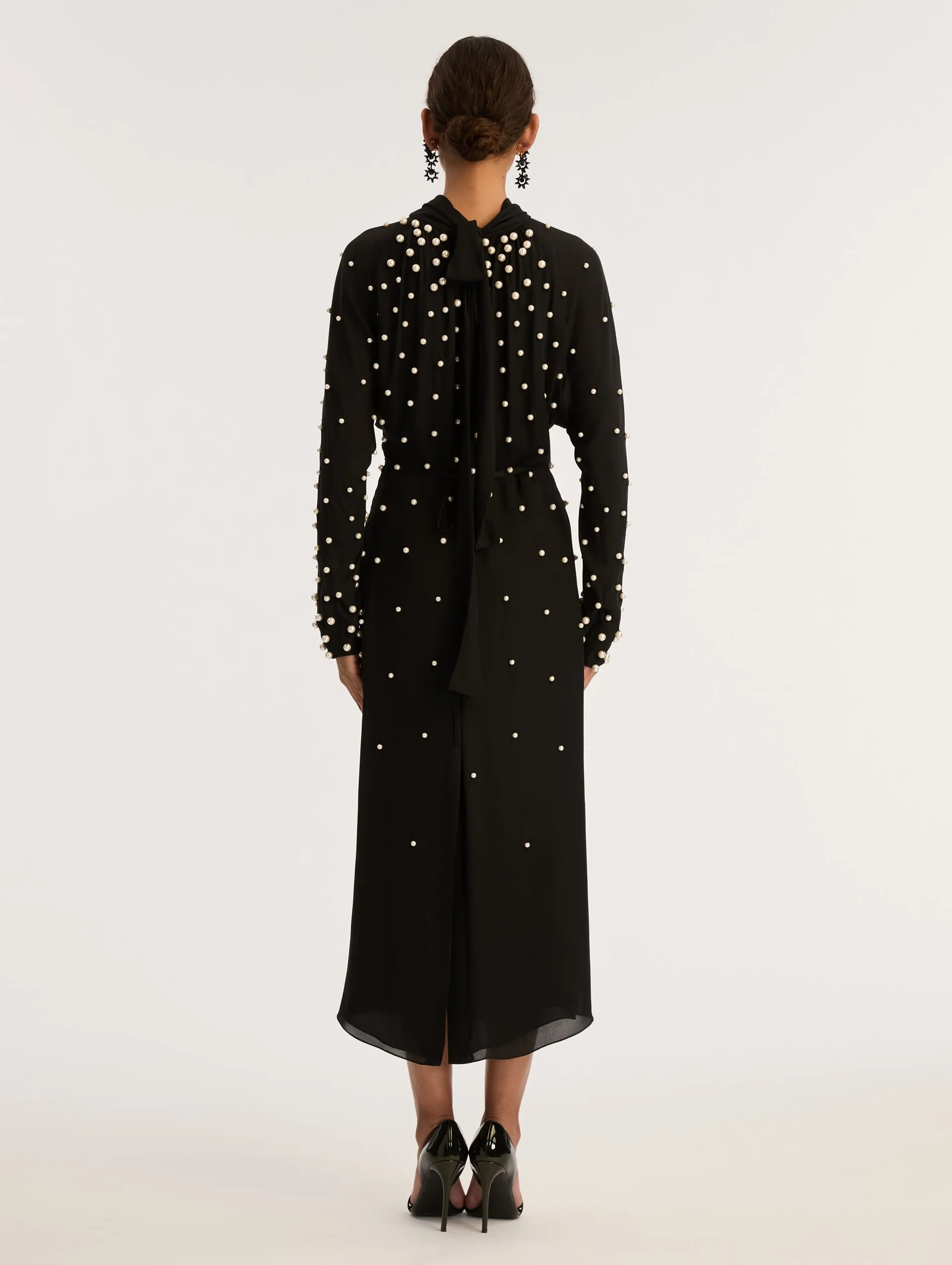 Cluster Pearl Embroidered Georgette Dress sold by Oscar de la Renta product image thumbnail 2