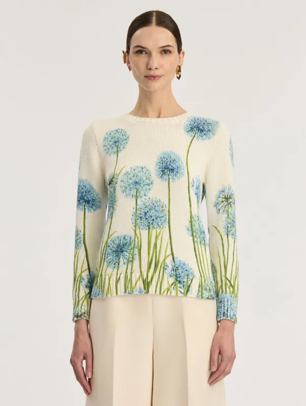 Allium Printed Crew Neck Pullover sold by Oscar de la Renta