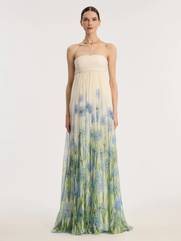 Allium Strapless Degrade Chiffon Gown sold by Oscar de la Renta