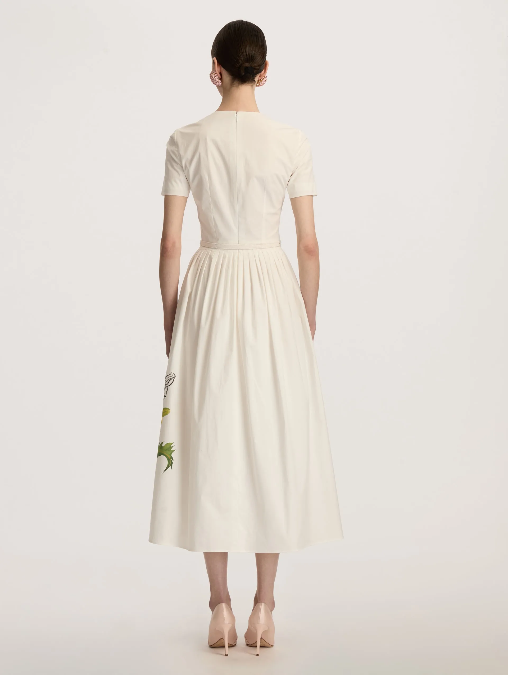 Foxgloves Short Sleeve Cotton Poplin Dress sold by Oscar de la Renta product image thumbnail 2