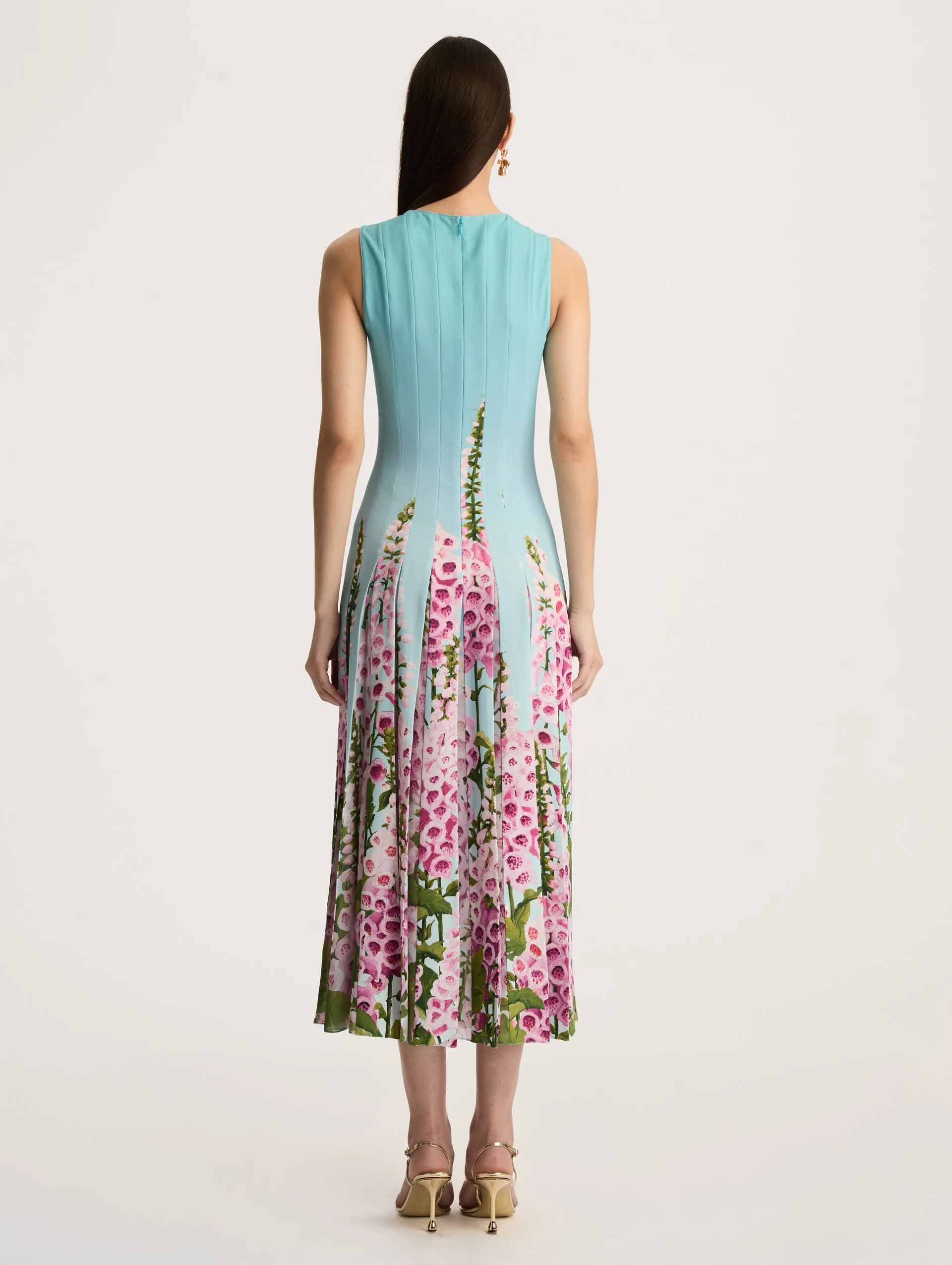 Foxgloves Sleeveless Cady Inset Dress sold by Oscar de la Renta product image thumbnail 2