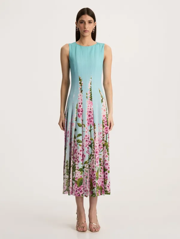 Foxgloves Sleeveless Cady Inset Dress sold by Oscar de la Renta