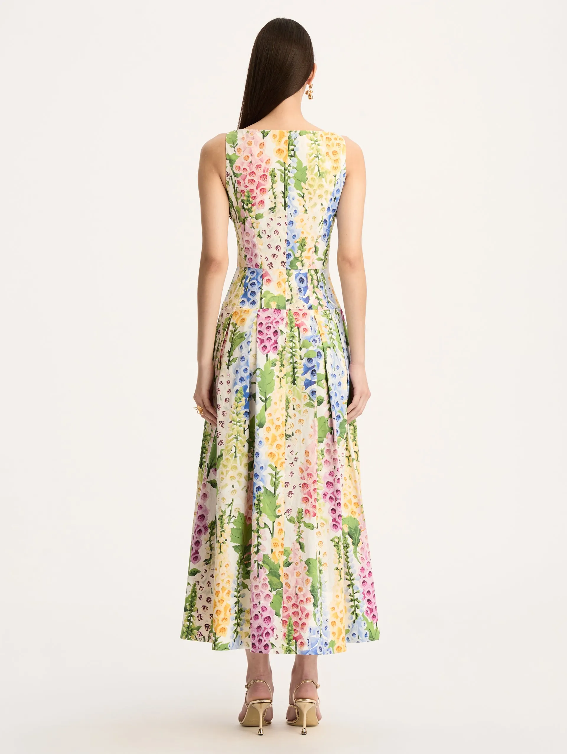 Foxgloves Sleeveless Cotton Poplin Dress sold by Oscar de la Renta product image thumbnail 2