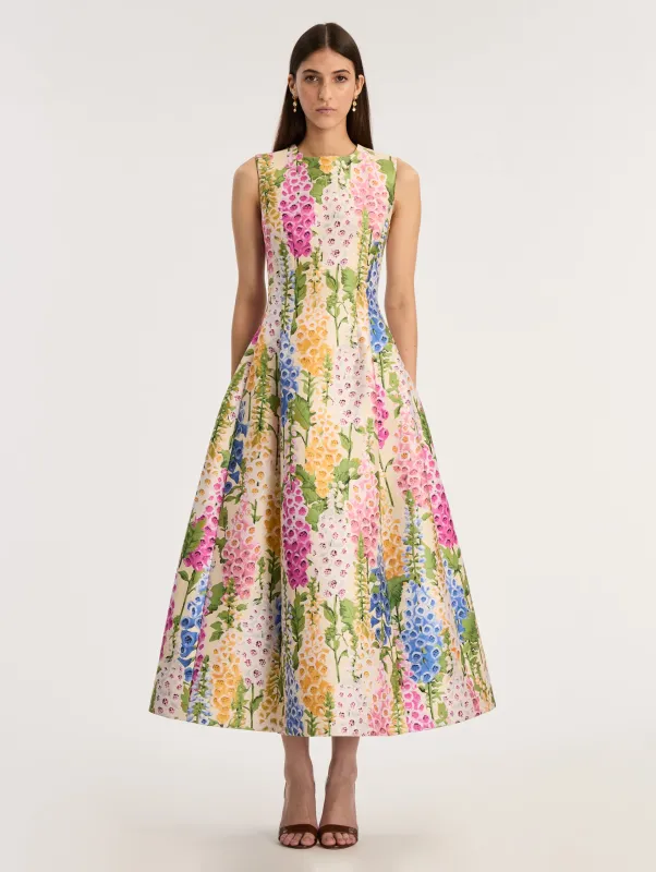 Foxglove Jacquard Cocktail Dress sold by Oscar de la Renta