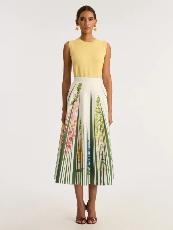 Foxgloves Cotton Poplin Skirt sold by Oscar de la Renta