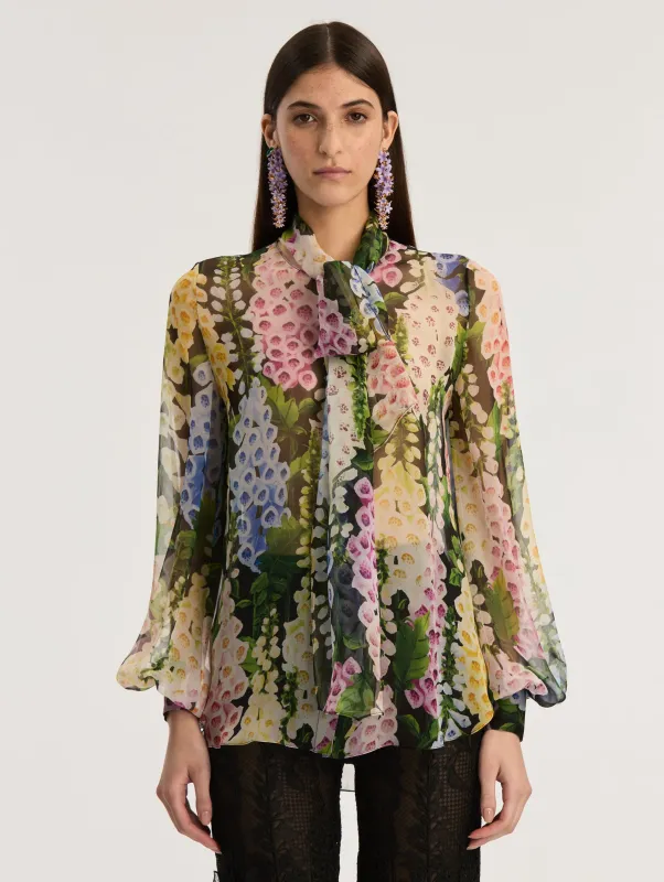 Foxgloves Long Sleeve Blouse sold by Oscar de la Renta
