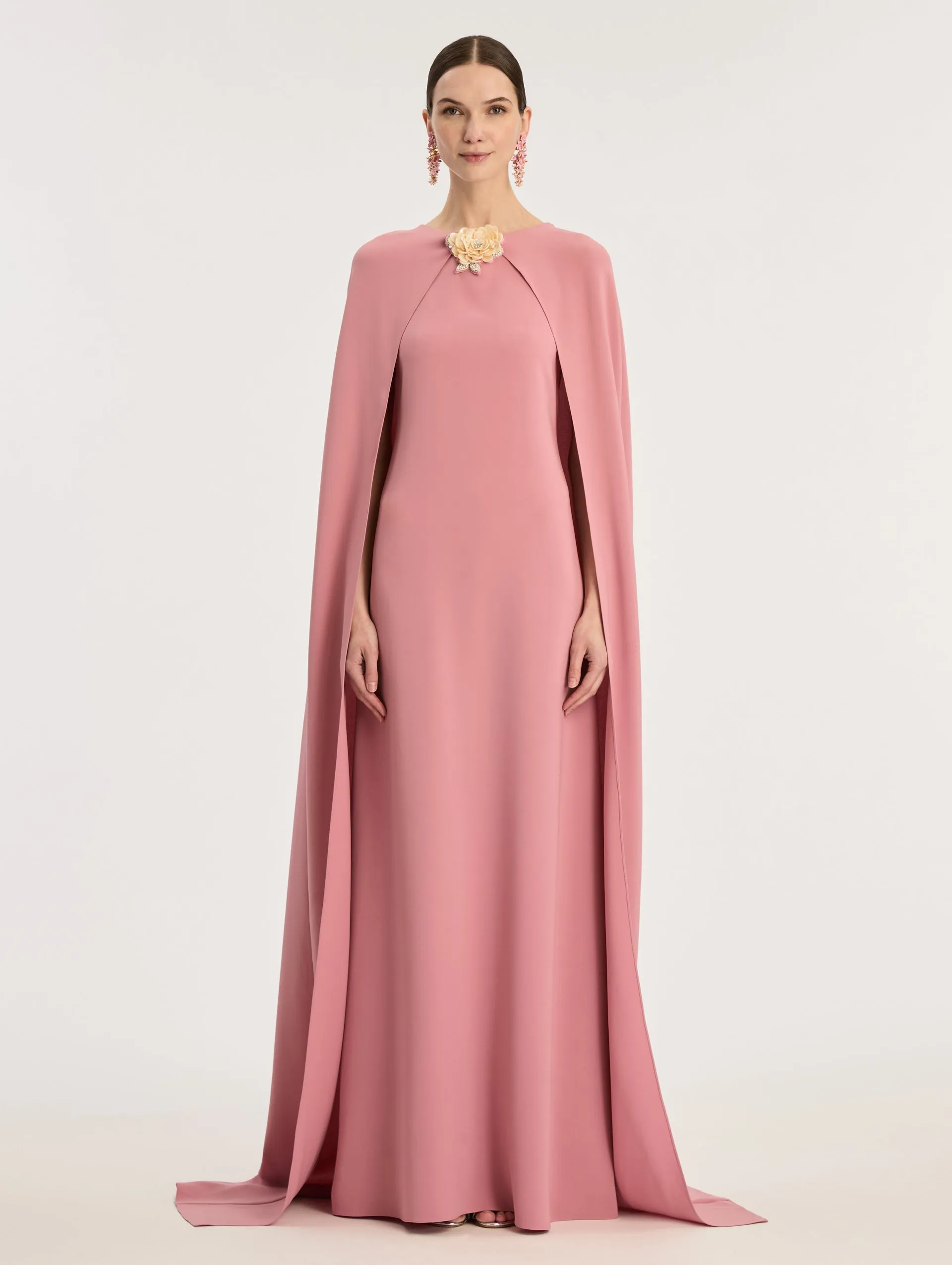 Draped Sleeve Caftan With Brooch sold by Oscar de la Renta