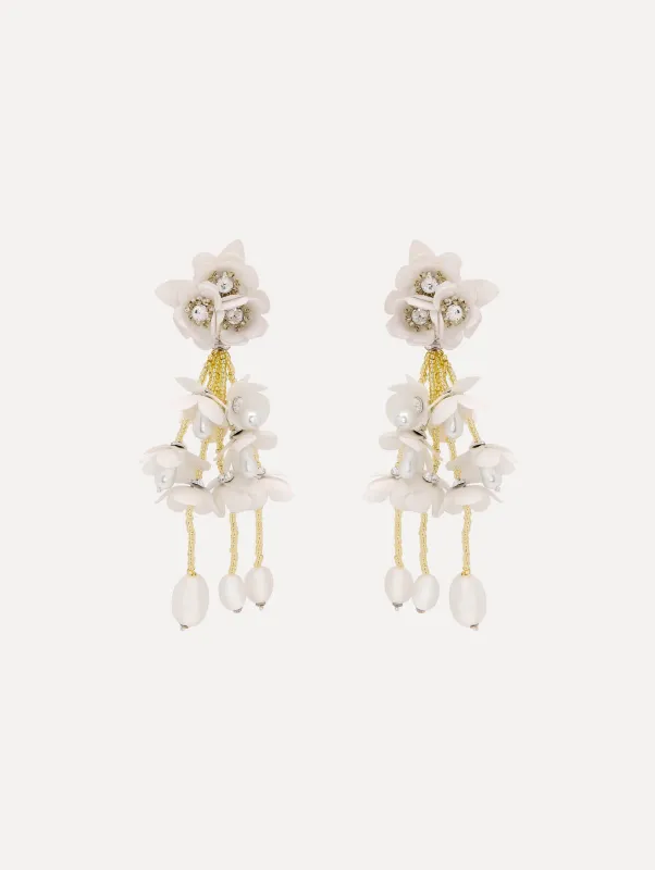 Beaded Flower Drop Clip-On Earrings sold by Oscar de la Renta