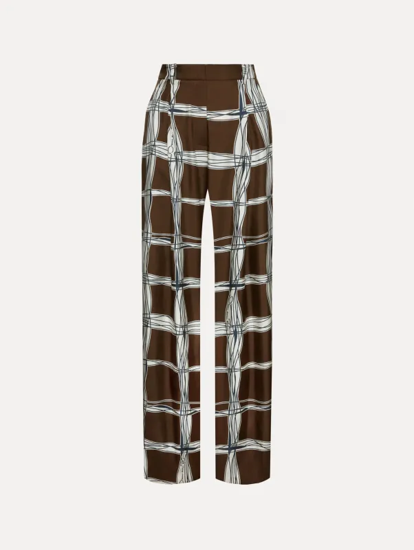 Wavy Plaid Silk Twill Pant sold by Oscar de la Renta