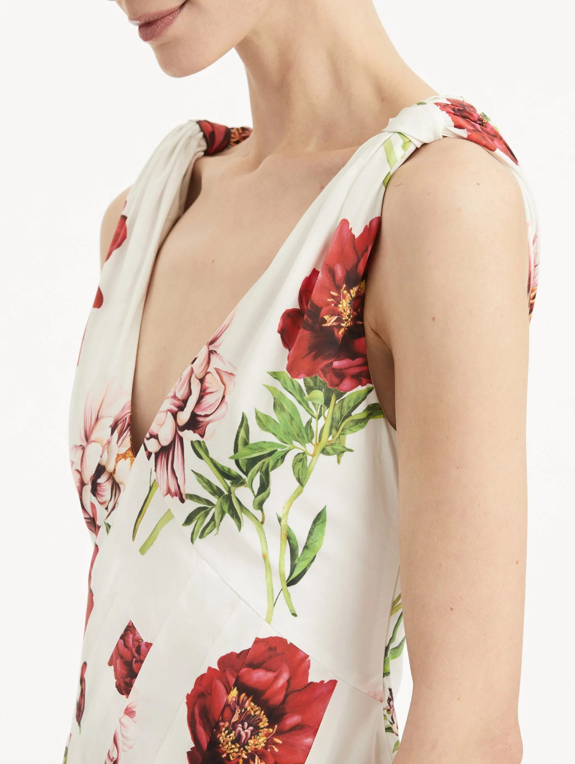 Peony Cotton Poplin V-Neck Dress sold by Oscar de la Renta product image thumbnail 5
