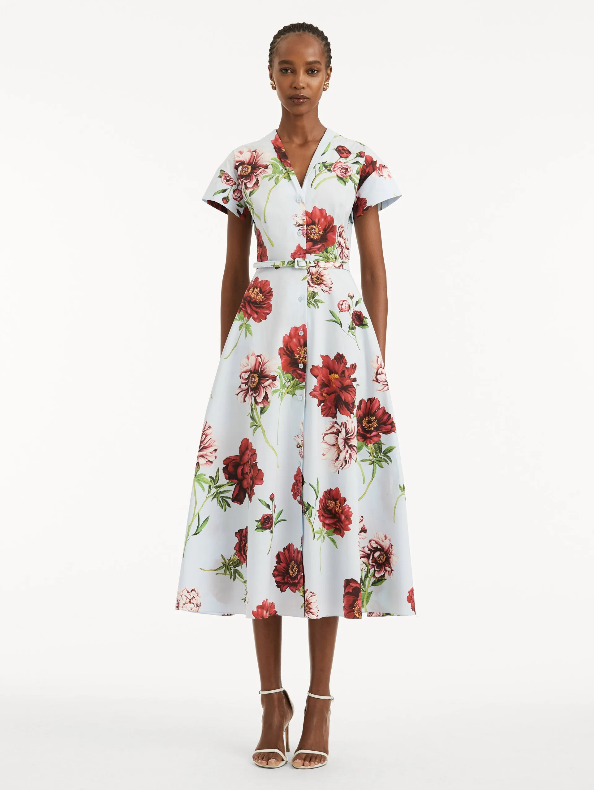 Peony Cotton Poplin Short Sleeve Dress sold by Oscar de la Renta product image thumbnail 2