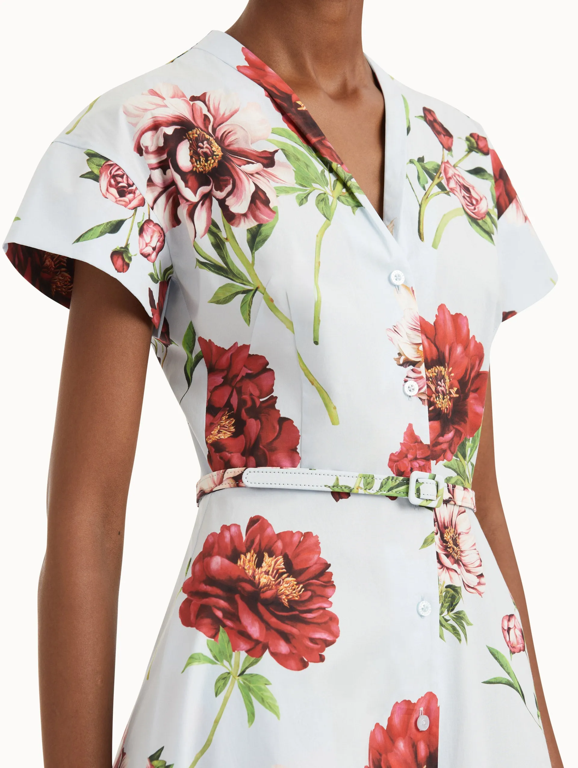 Peony Cotton Poplin Short Sleeve Dress sold by Oscar de la Renta product image thumbnail 5