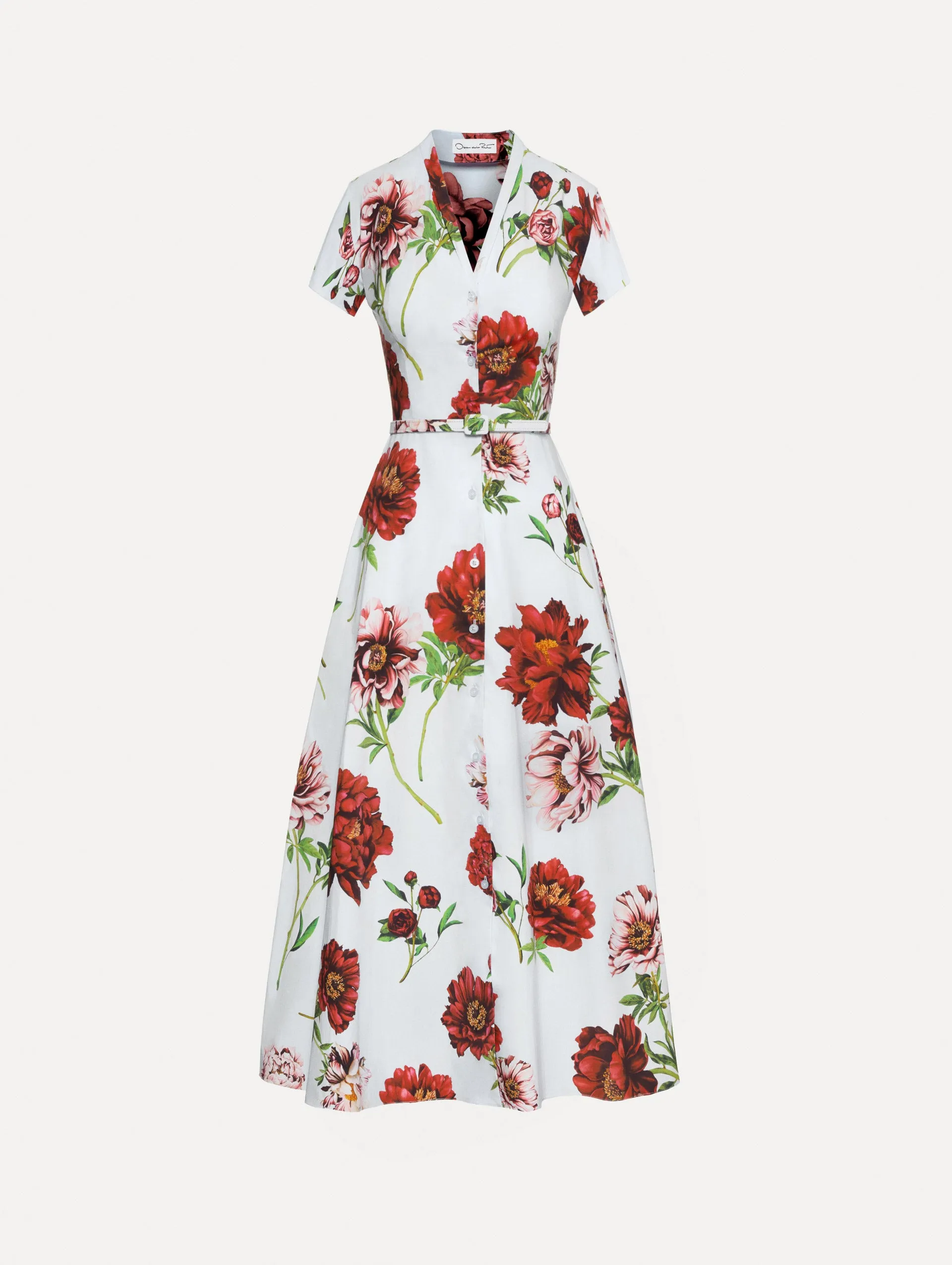 Peony Cotton Poplin Short Sleeve Dress sold by Oscar de la Renta