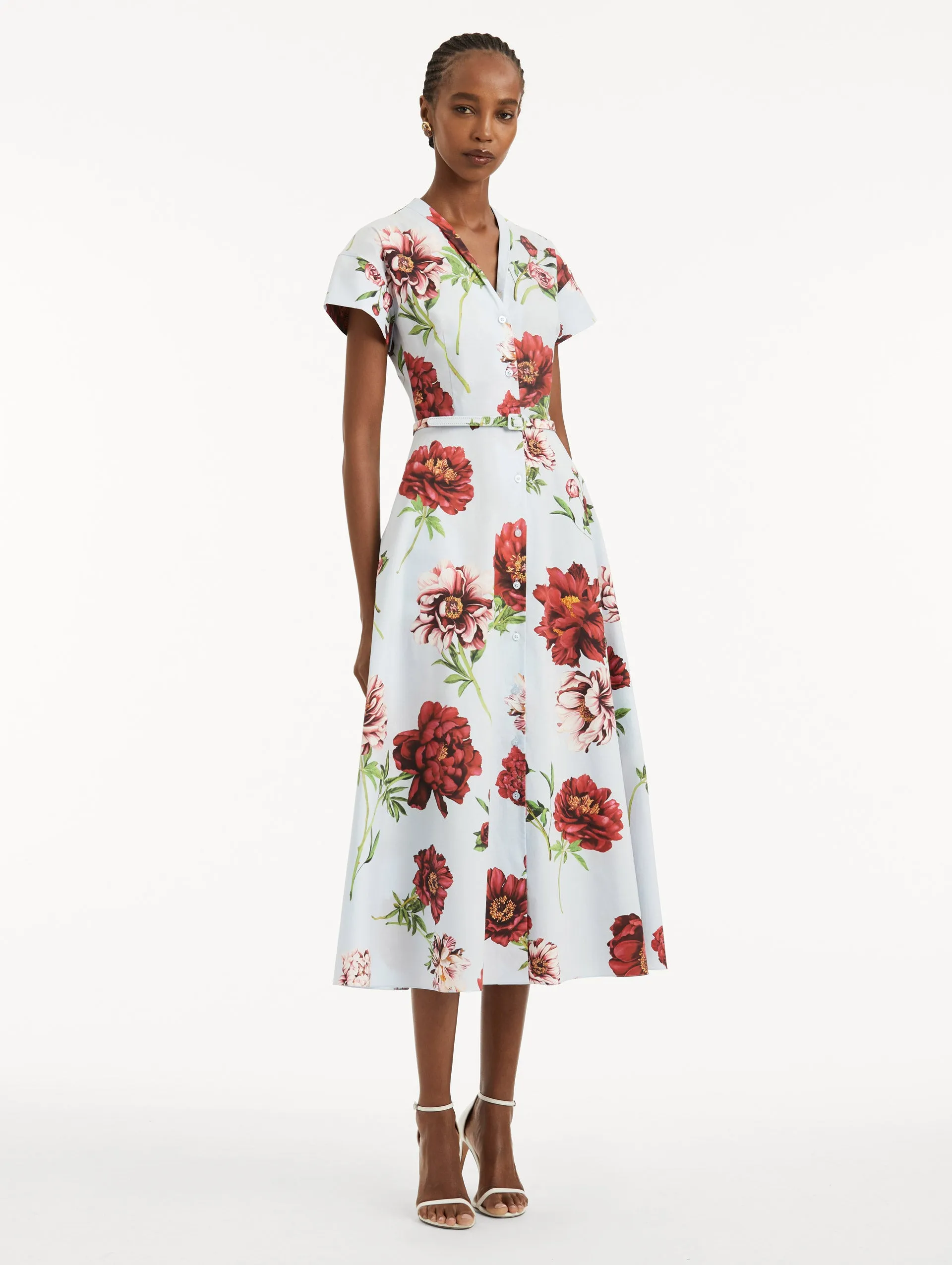 Peony Cotton Poplin Short Sleeve Dress sold by Oscar de la Renta product image thumbnail 4
