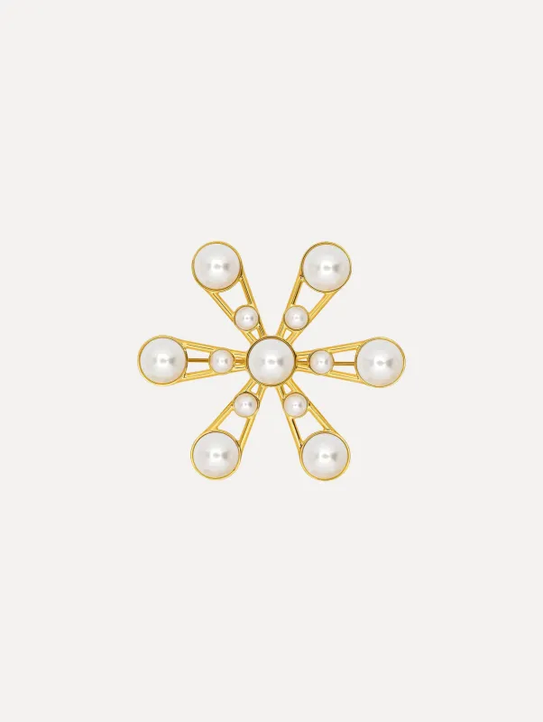 Geometric Pearl Flower Brooch sold by Oscar de la Renta