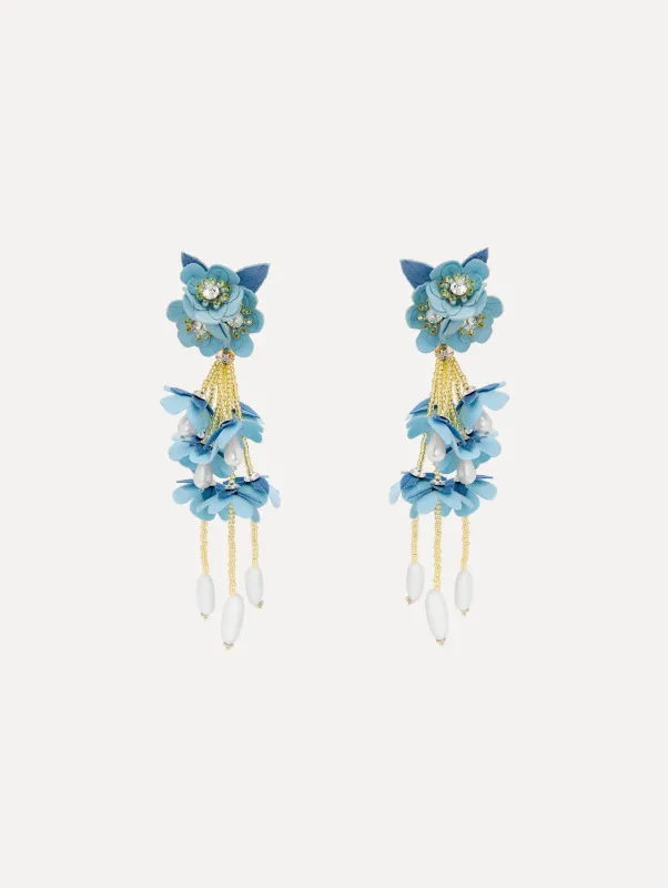 Beaded Flower Drop Clip-On Earrings sold by Oscar de la Renta